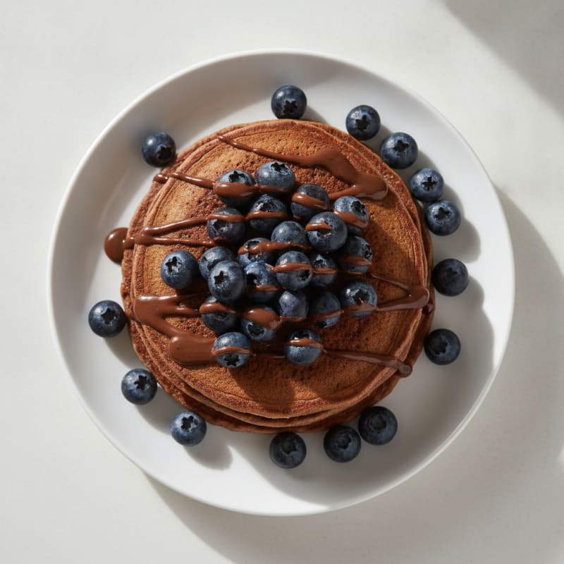 Chocolate Protein Pancakes with Berries