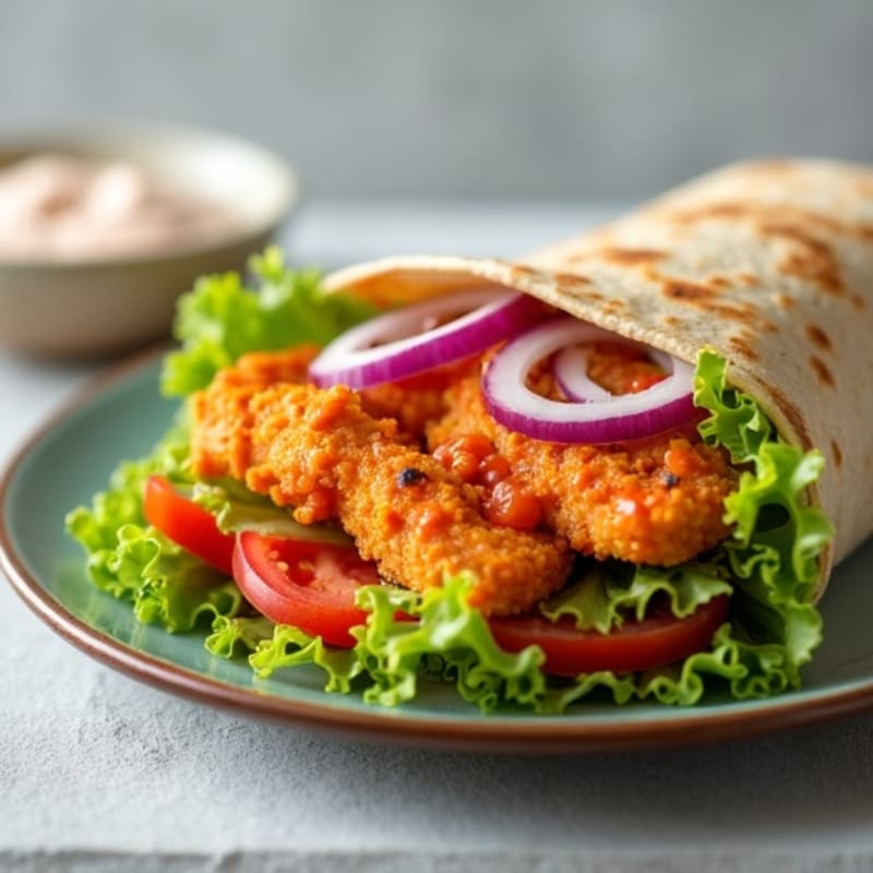 Crispy Buffalo Ranch Chicken Wrap with Fresh Vegetables