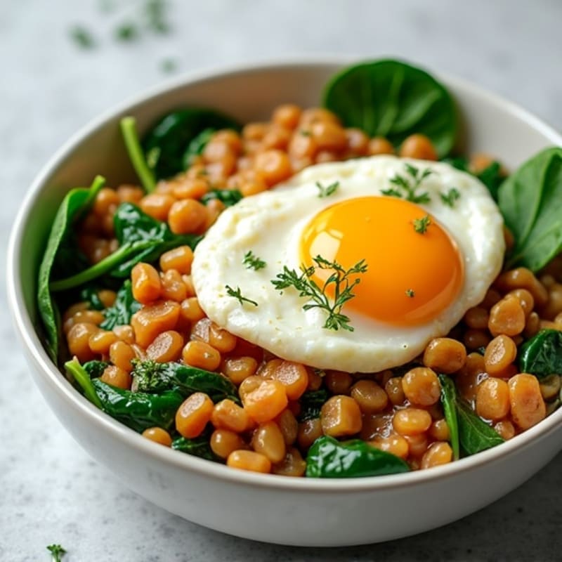 Creamy Lentil and Cottage Cheese Skillet with Spinach