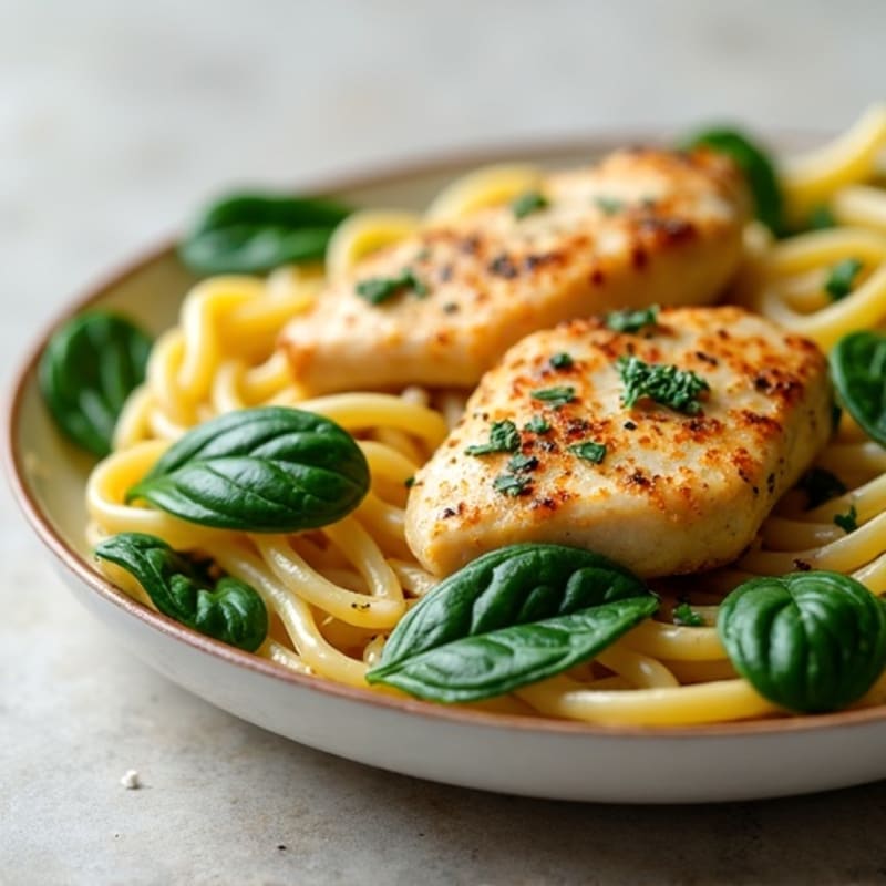 Lemon Garlic Chicken and Spinach Pasta