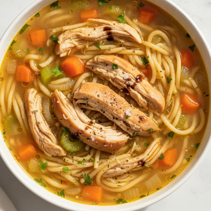 Hearty Chicken Noodle Soup with Herbs