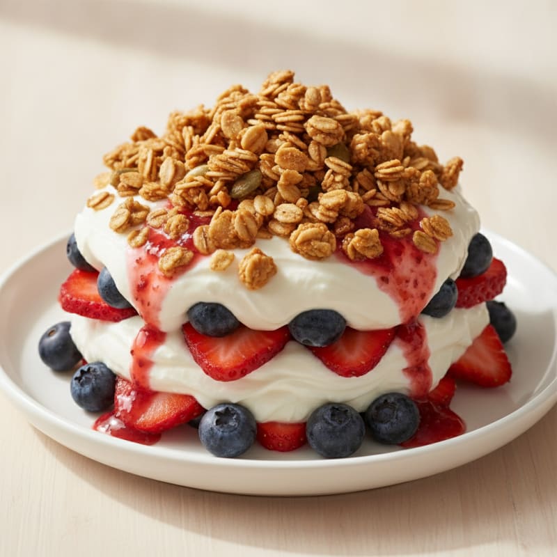 Greek Yogurt Parfait with Mixed Berries and Protein Granola