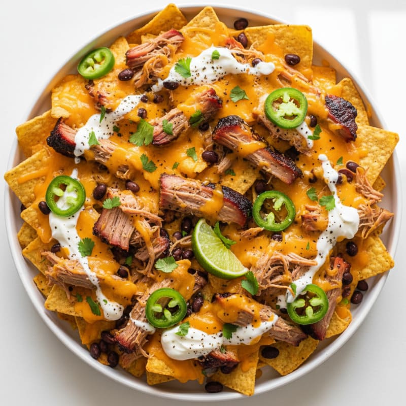 Smoked Pulled Pork Nachos with Pickled Jalapeños