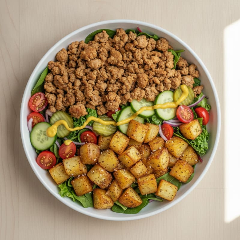 Ground Turkey Burger Bowl with Roasted Potatoes