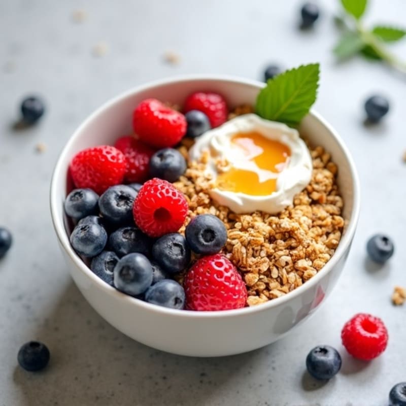 Creamy Greek Yogurt Bowl with Mixed Berries, Hemp Seeds and Almond Butter