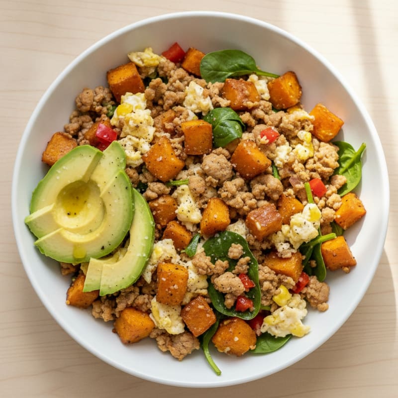 Savory Ground Turkey & Sweet Potato Breakfast Bowl
