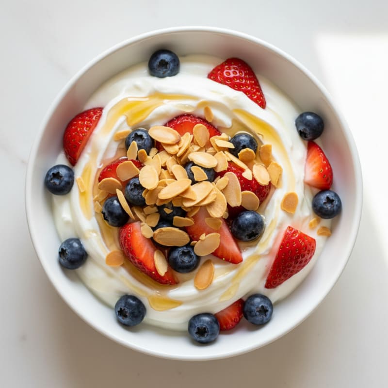 Creamy Greek Yogurt Parfait with Mixed Berries and Almonds