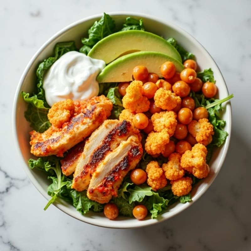 Crispy Buffalo Cauliflower Bowl with Creamy Avocado Ranch