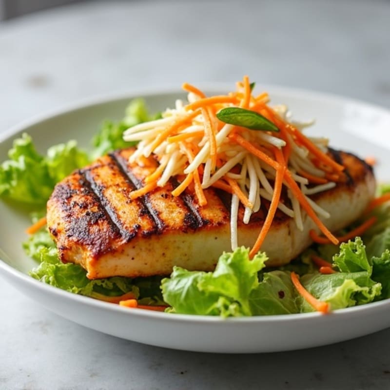 Grilled Chicken Breast with Crunchy Cabbage Slaw