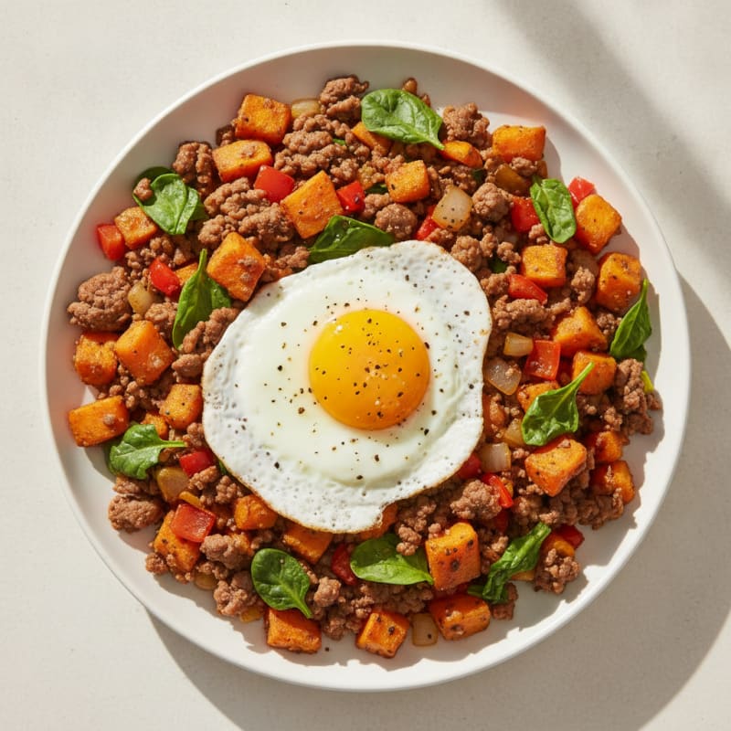 Sweet Potato Ground Beef Hash