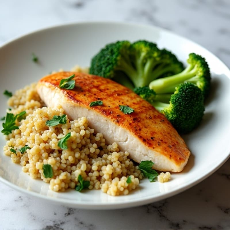 Grilled Chicken Breast with Quinoa and Steamed Broccoli
