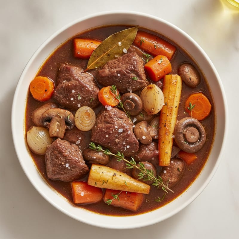 Beef Bourguignon with Root Vegetables