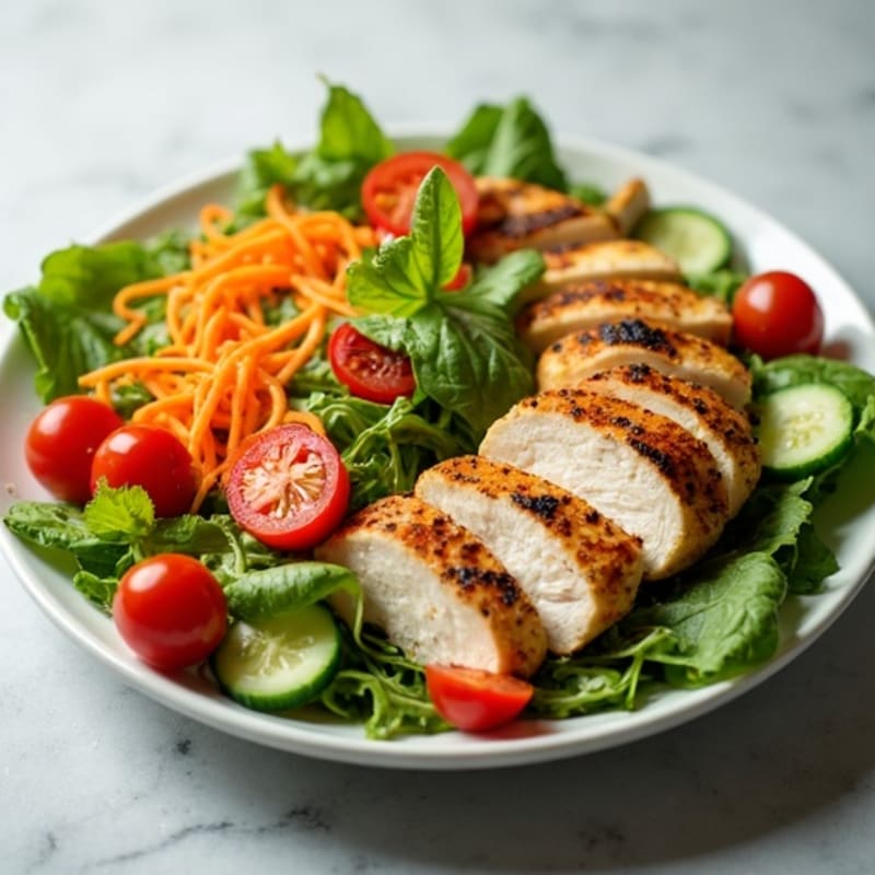 Grilled Chicken and Crunchy Veggie Salad with Lemon Vinaigrette