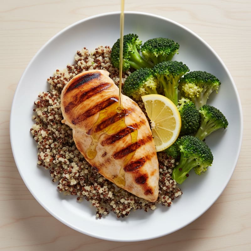 Grilled Chicken Breast with Quinoa and Steamed Broccoli