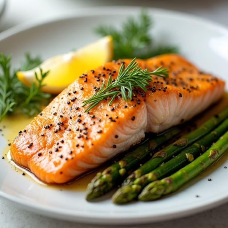 Pan-Seared Lemon Dill Salmon with Roasted Asparagus