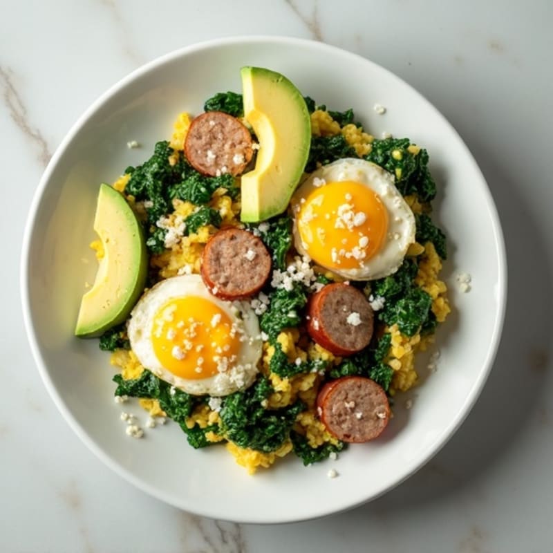 Egg White Scramble with Spinach and Turkey Sausage