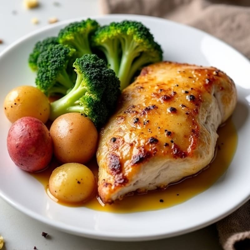Roasted Chicken with Crispy Potatoes and Broccoli