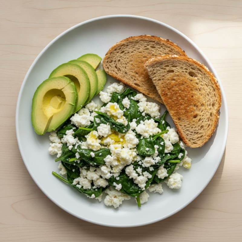 Egg White Scramble with Spinach and Cottage Cheese