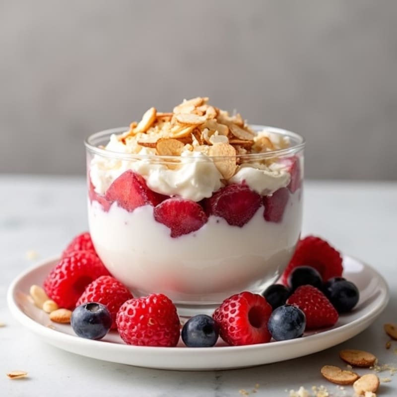 Cottage Cheese Berry Parfait with Toasted Almonds