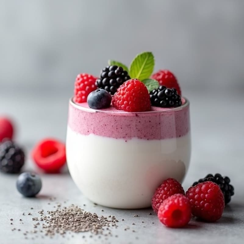 Greek Yogurt Protein Pudding with Mixed Berries