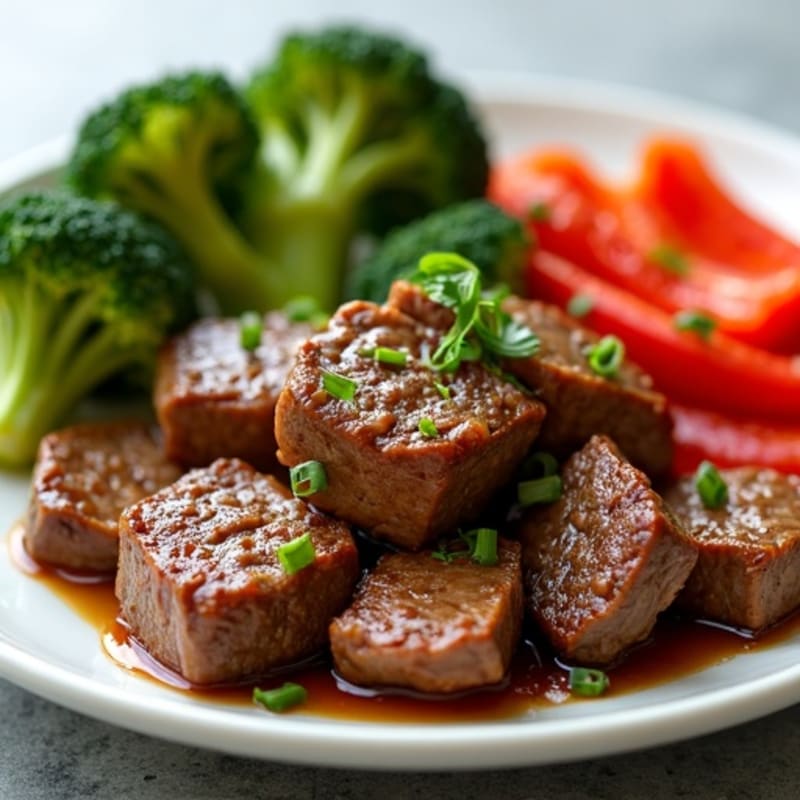 Ginger-Sesame Marinated Beef with Charred Vegetables