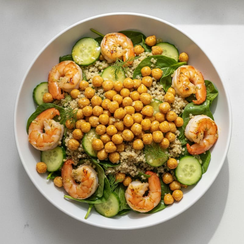 Crispy Chickpea and Quinoa Salad with Lemon-Dill Dressing