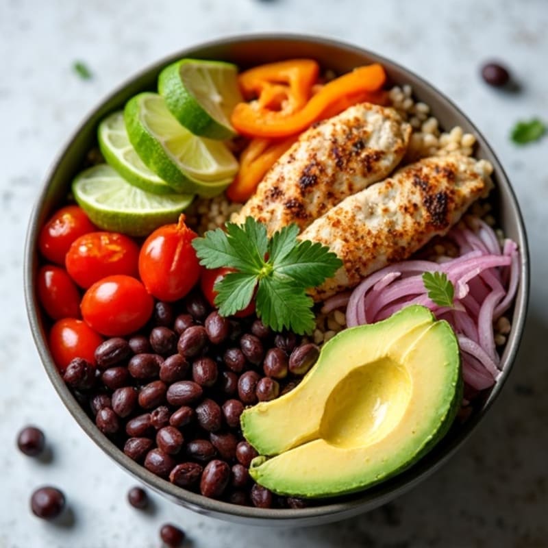 Fresh Black Bean Burrito Bowl with Creamy Avocado