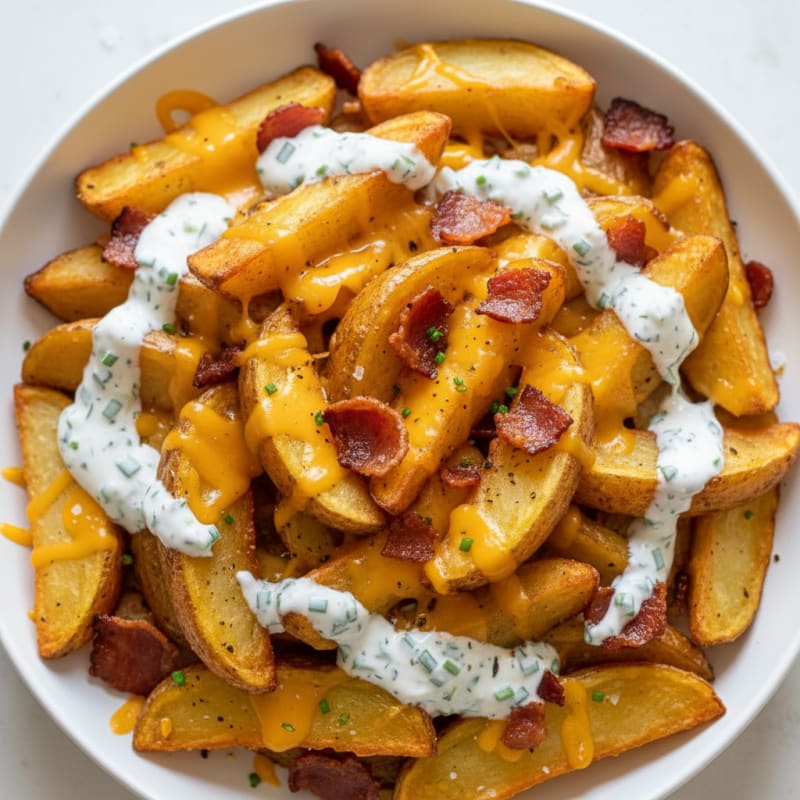 Crispy Bacon Cheese Fries with Ranch