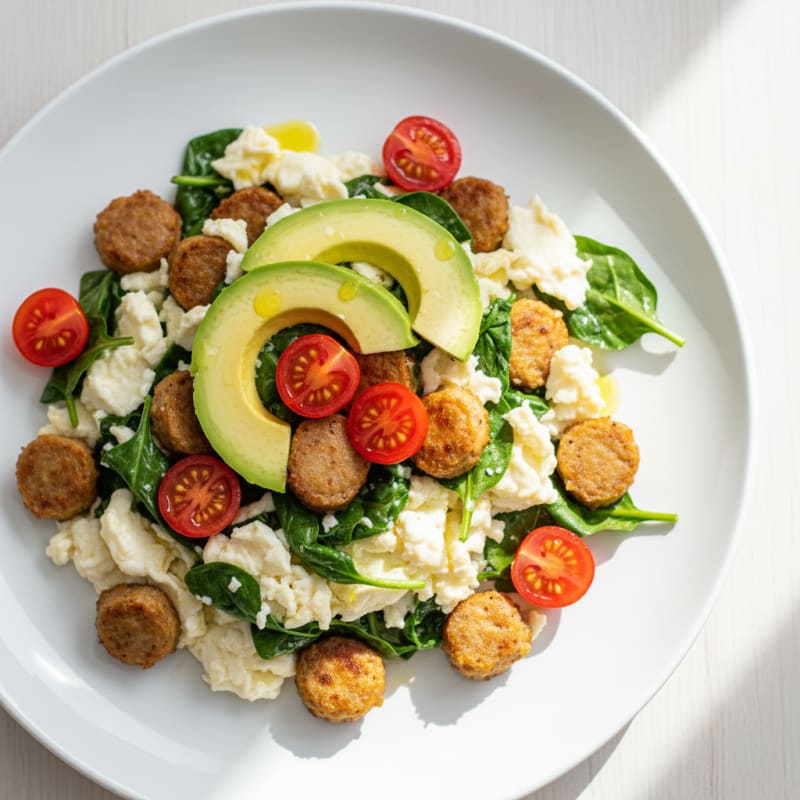 Egg White and Turkey Sausage Scramble with Spinach