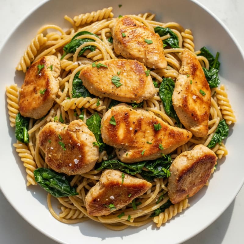 Garlic Herb Butter Pasta with Sautéed Chicken