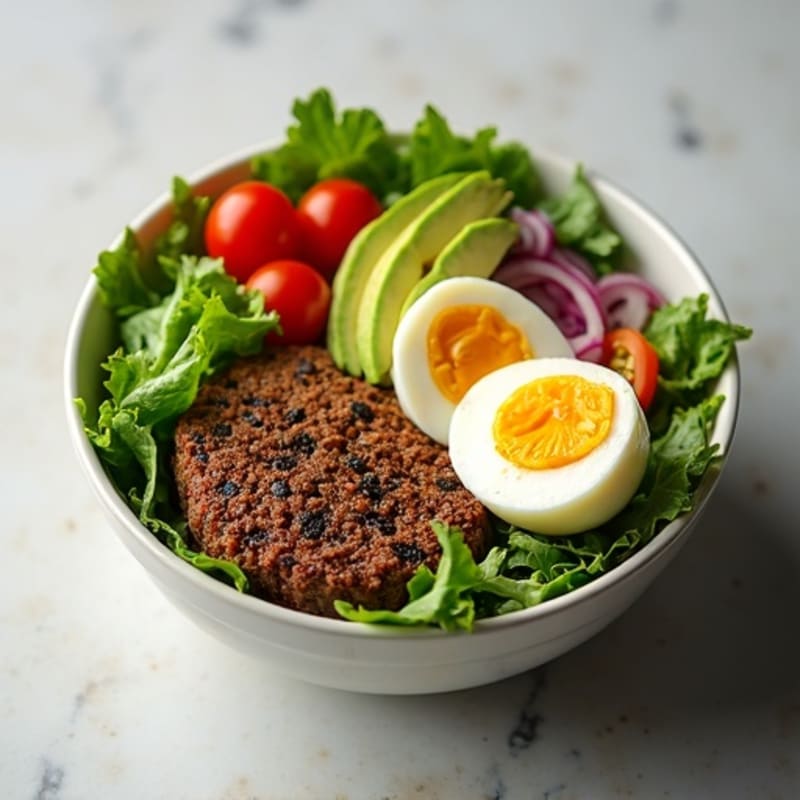 Lean Beef Burger Bowl with Fresh Greens and Creamy Avocado