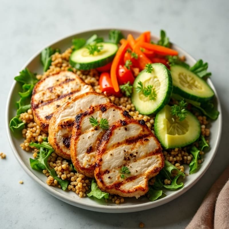 Grilled Chicken and Quinoa Salad with Crunchy Vegetables