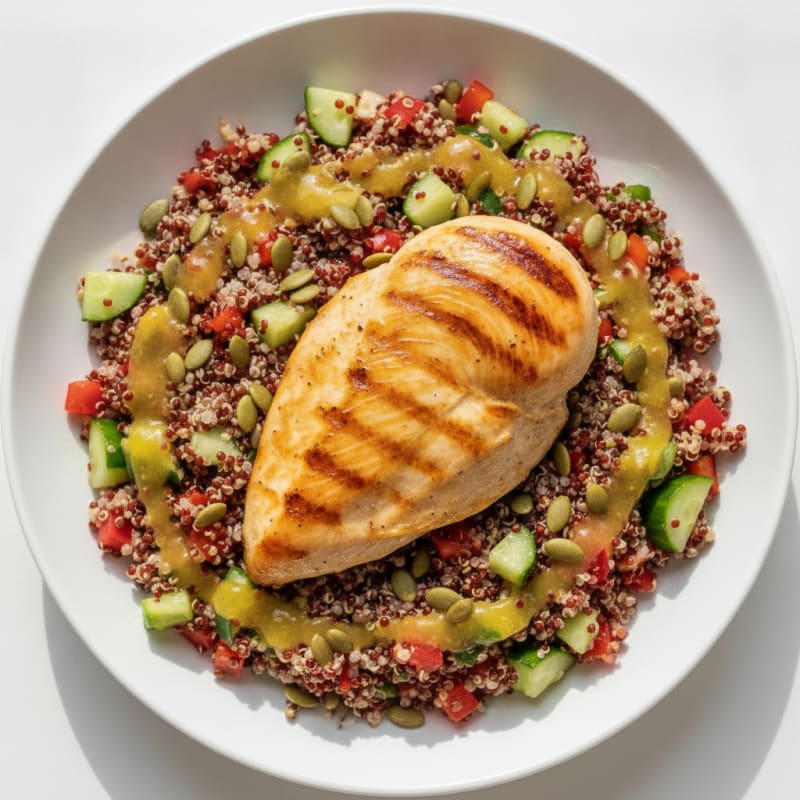 Grilled Chicken Breast with Crunchy Quinoa Salad