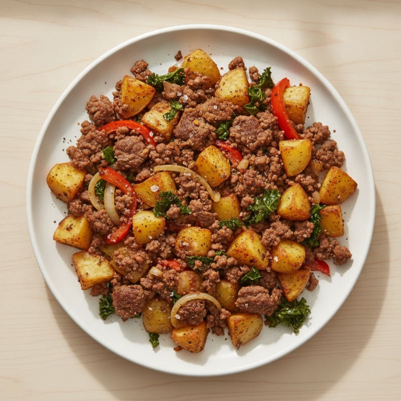 Savory Beef Mince and Crispy Potato Hash