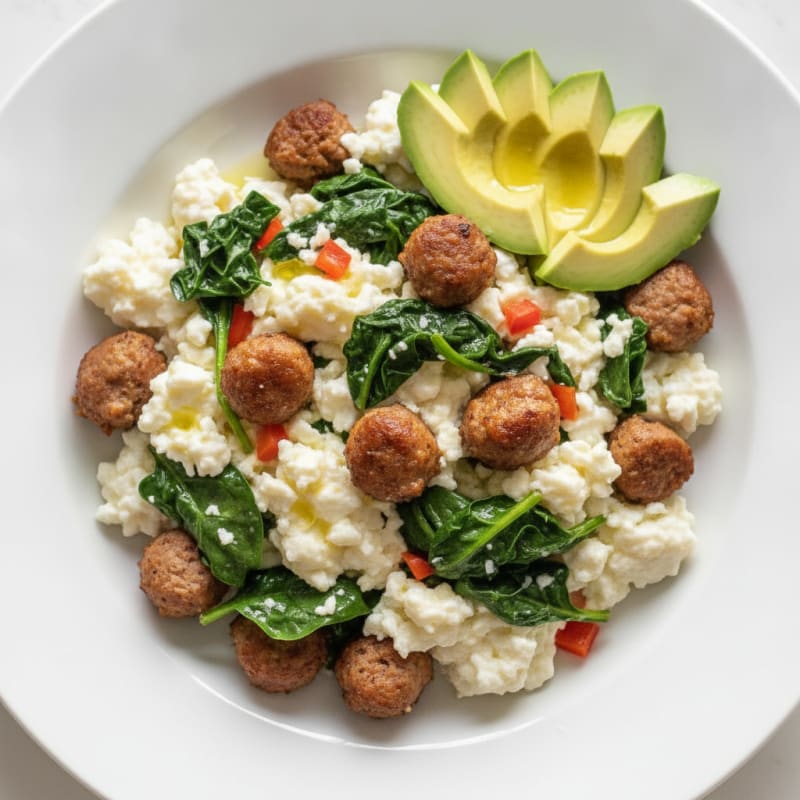 Egg White and Turkey Sausage Scramble with Spinach