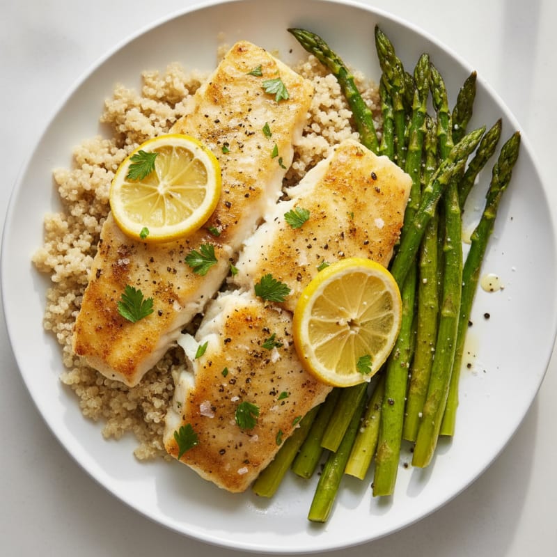 Lemon Herb Baked Cod with Asparagus