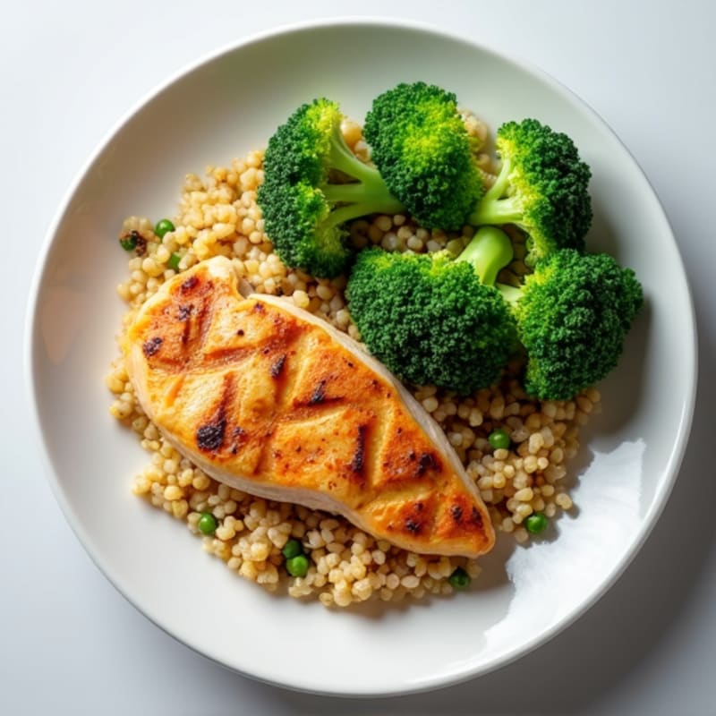 Grilled Chicken Breast with Quinoa and Steamed Broccoli