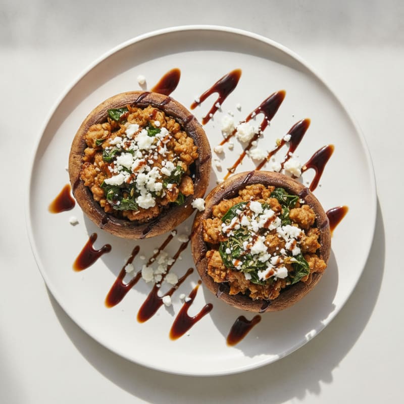 Herb-Stuffed Portobello Mushrooms with Balsamic Glaze
