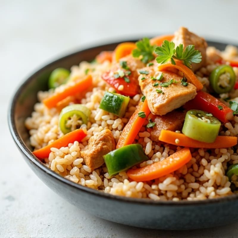 Chicken Stir-Fried Rice with Crispy Vegetables