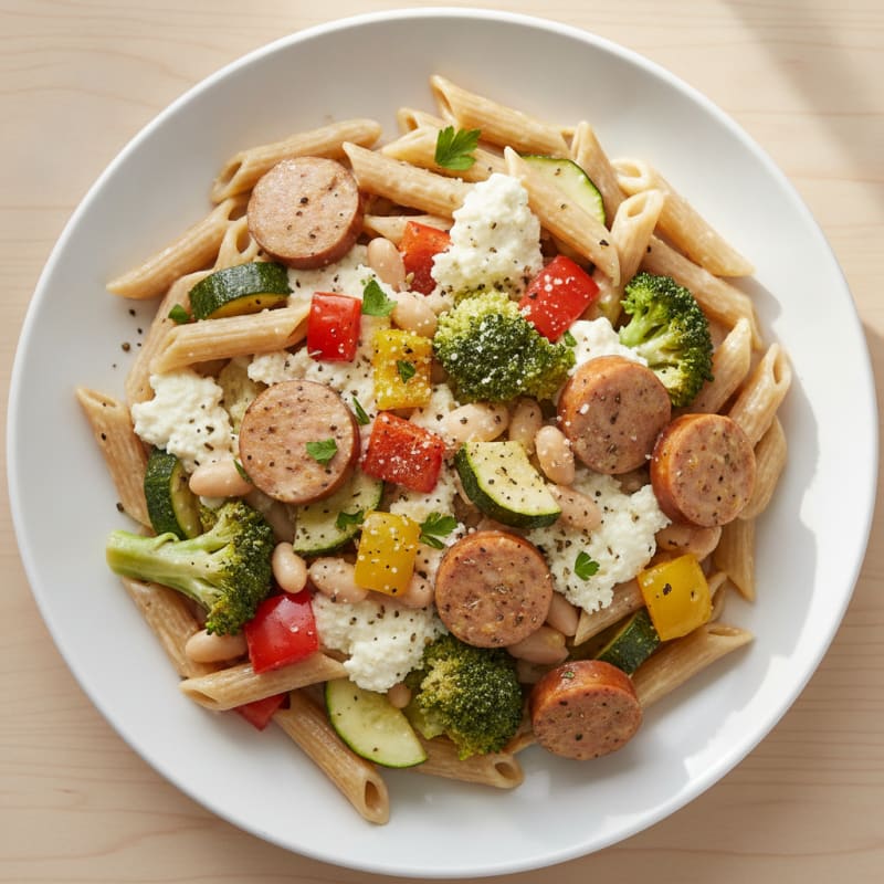 Chicken Sausage Pasta with Roasted Vegetables
