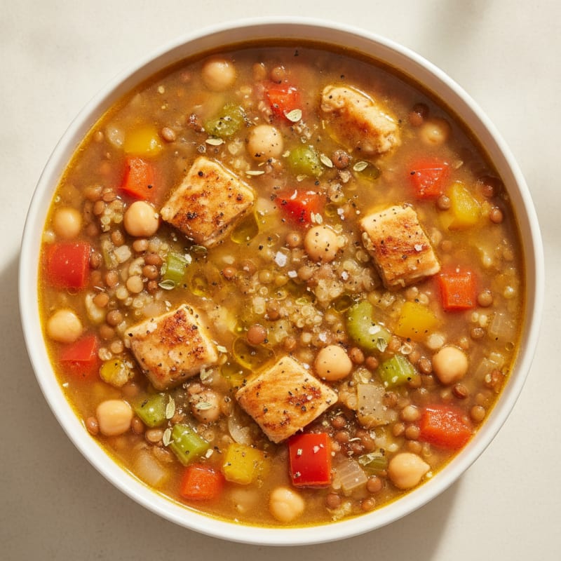 Chicken Lentil Quinoa Broth Soup