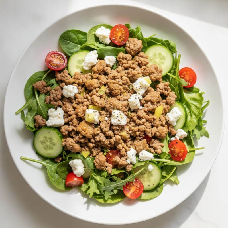 Savory Ground Beef and Feta Salad
