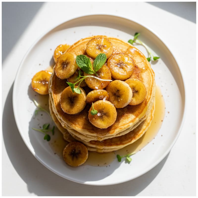 Golden Caramelized Banana Pancakes