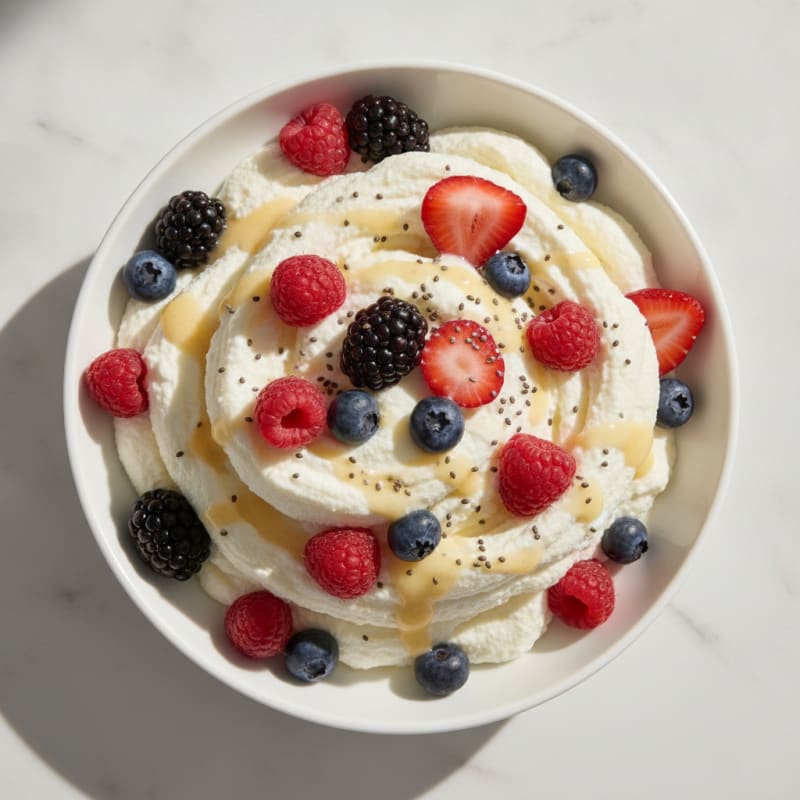 Greek Yogurt Protein Mousse with Mixed Berries