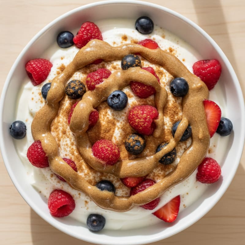 Creamy Greek Yogurt Bowl with Mixed Berries and Almond Butter