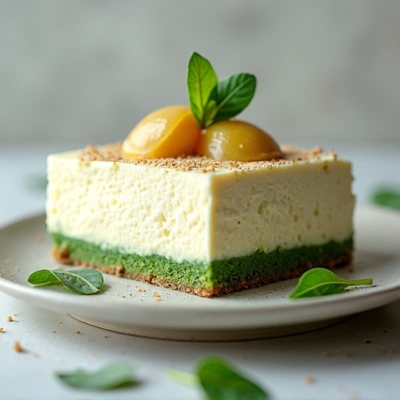 Creamy Protein Cheesecake with Spinach-Infused Crust