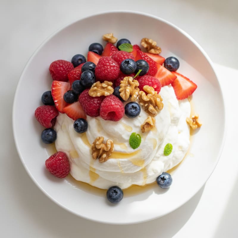 Greek Yogurt Protein Mousse with Mixed Berries