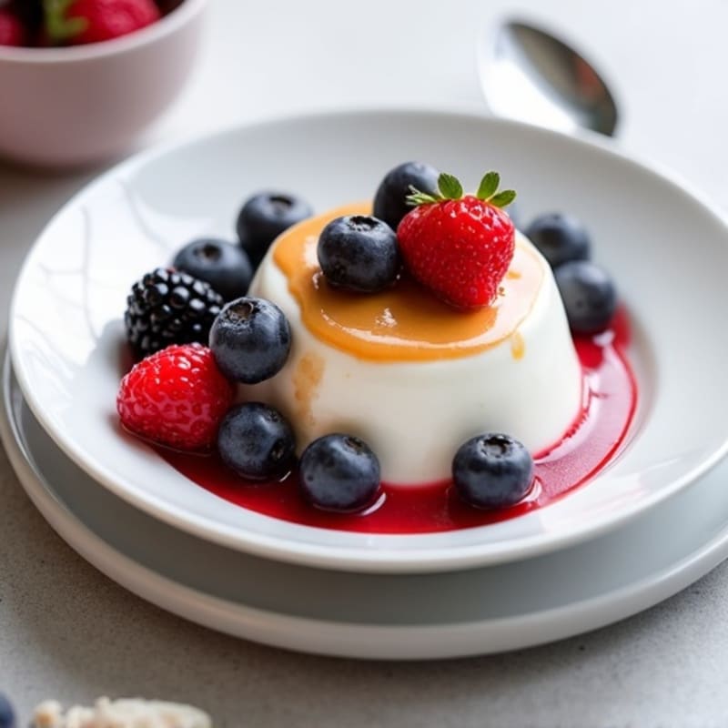 Greek Yogurt Protein Pudding with Mixed Berries