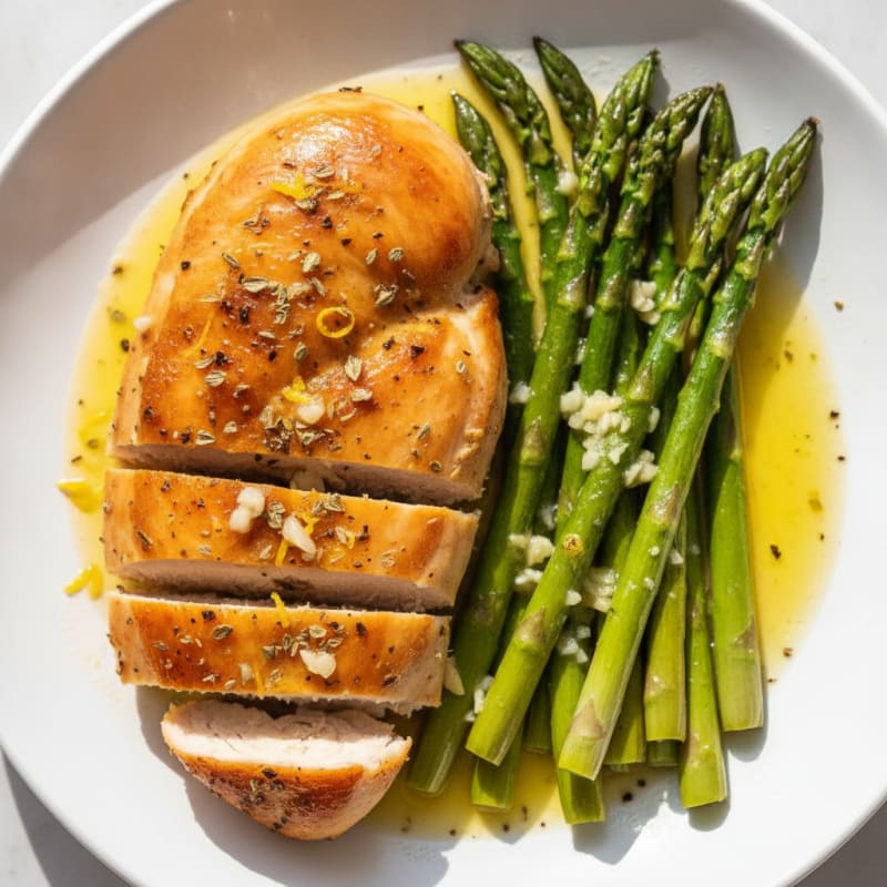 Lemon Herb Roasted Chicken with Asparagus