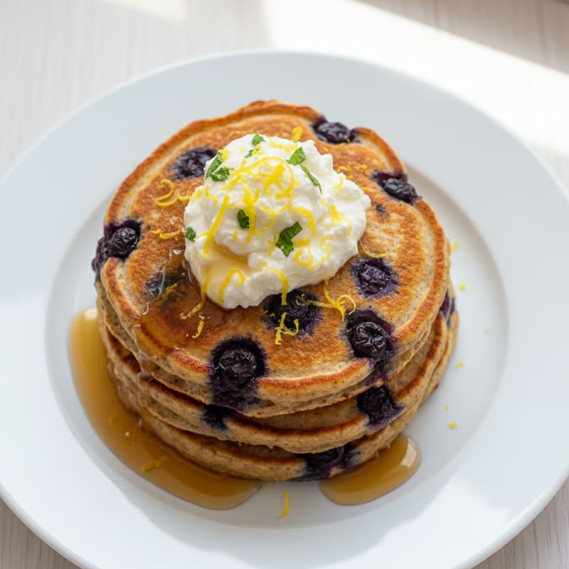 Blueberry Ricotta Pancakes with Lemon Zest